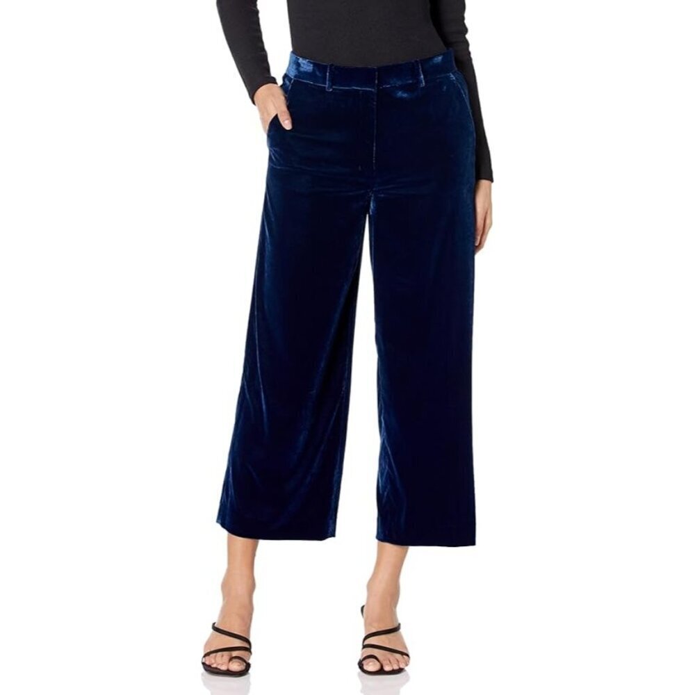 Theory Womens Black Wide-Leg Cropped Pants Size M